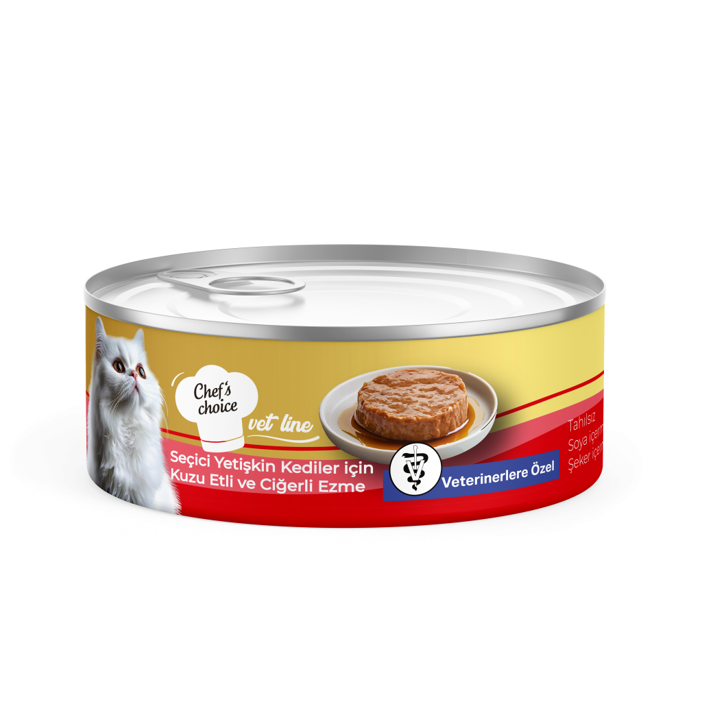 Chefs Choice Vet Line Yetişkin Kediler için Kuzu Etli & Ciğerli Ezme Yaş Mama 80 gr